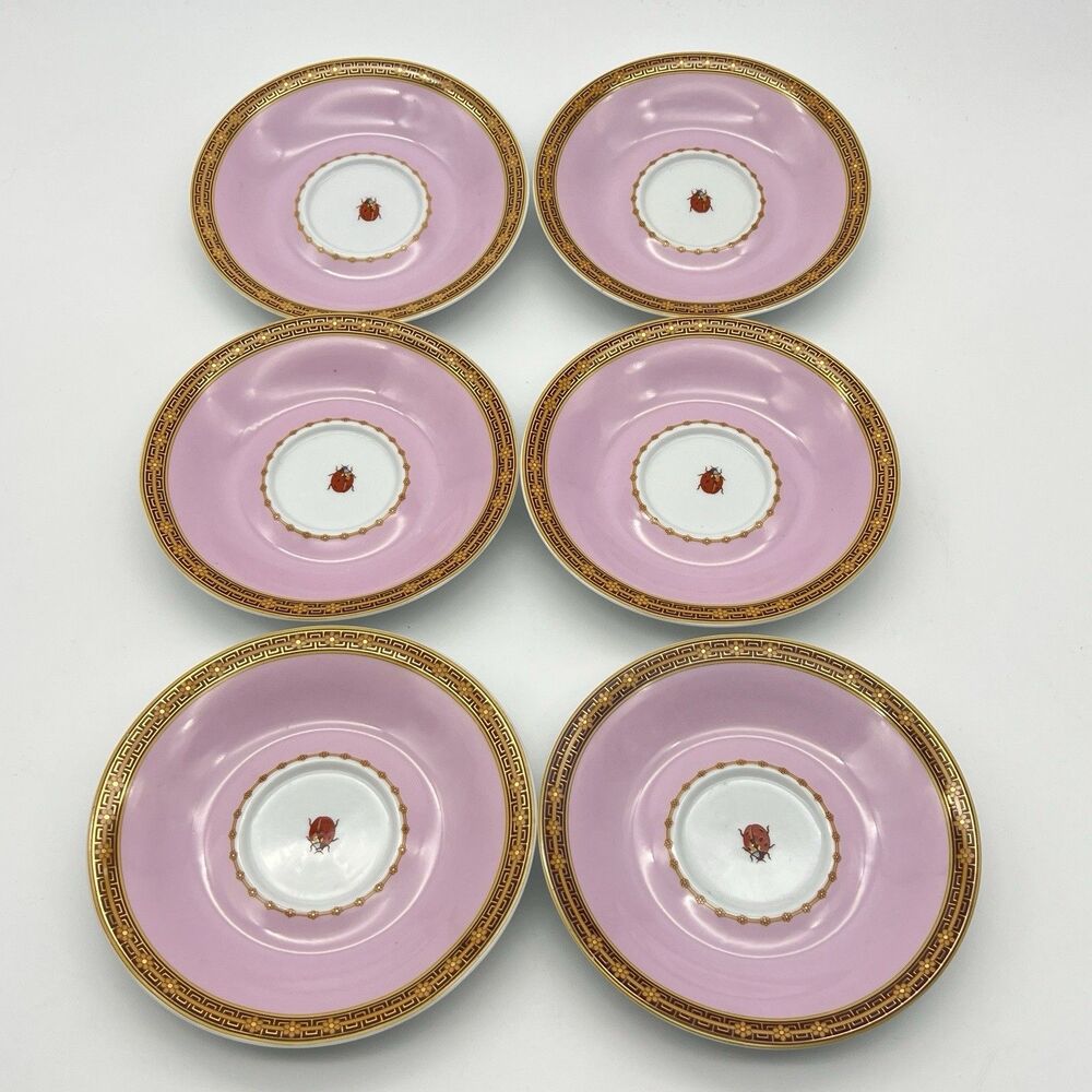Versace Le Jardin de Rutherford Ladybug Garden Coffee & Tea Saucers  Set Of (6)